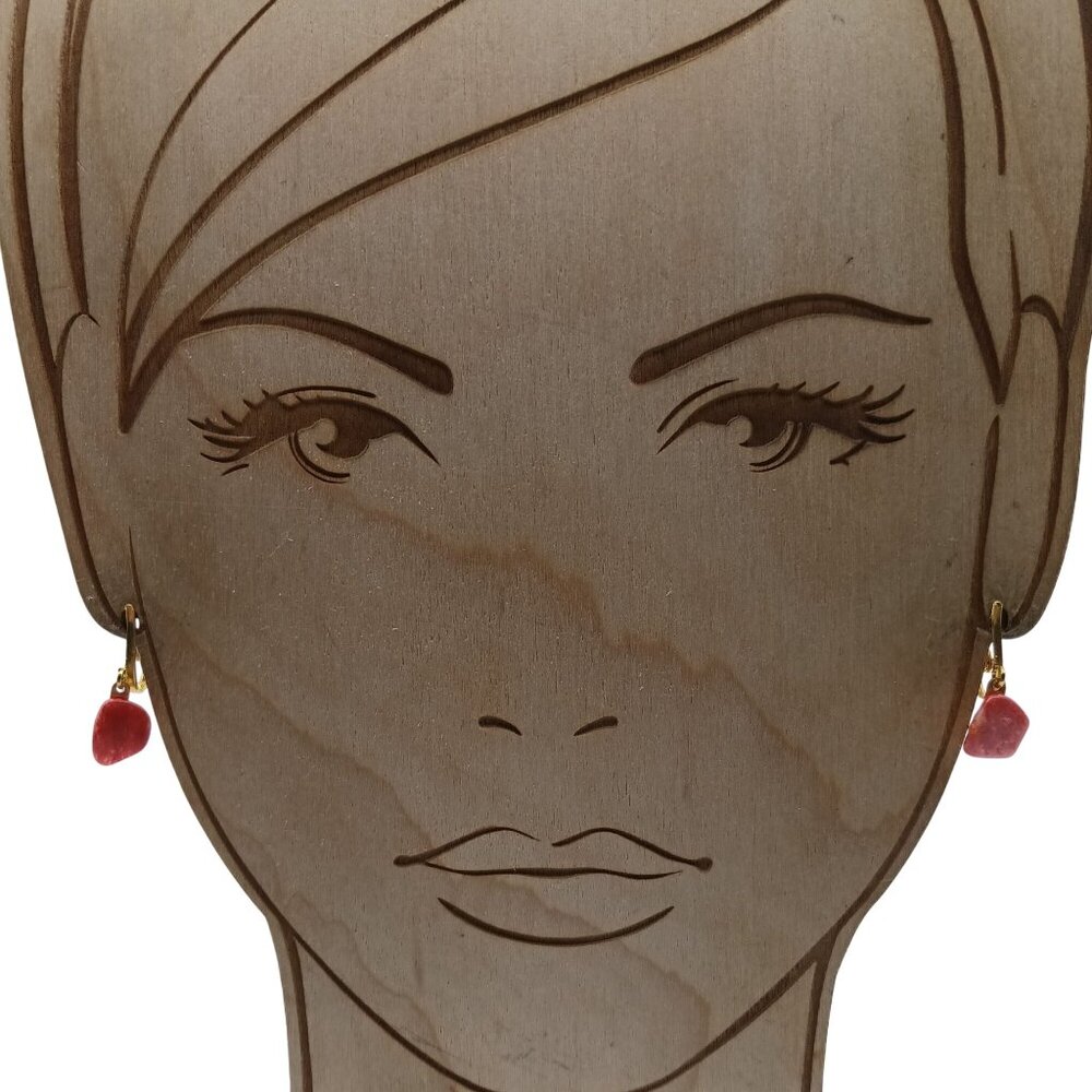 Vintage Gold & Red Clip-On Earrings with Red Stone Accent Dangles